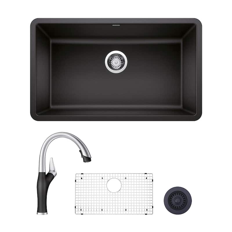 Blanco Precis/Artona Undermount Kitchen Sink and Faucet Set and Strainer - Anthracite