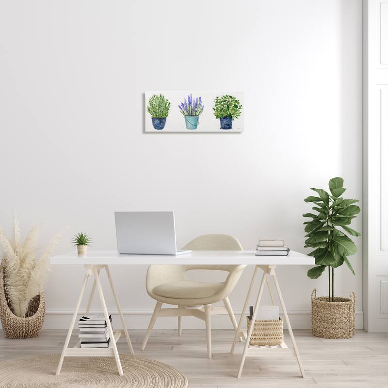 Stupell Varied Potted Plants Herbs Country Botanical Farmhouse Canvas Wall Art, Design by Janet Tava