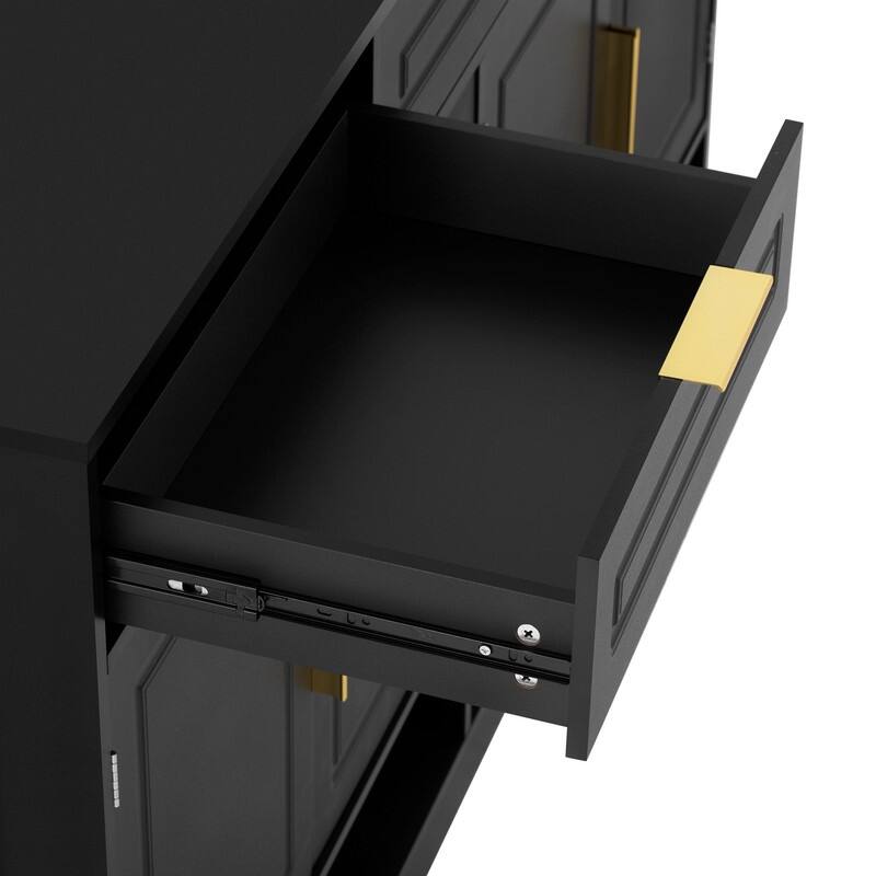 Farmhouse 59.1" Sideboard Cabinet with 3 Drawers and Open Shelf for Dining Room, Living Room, Entryway