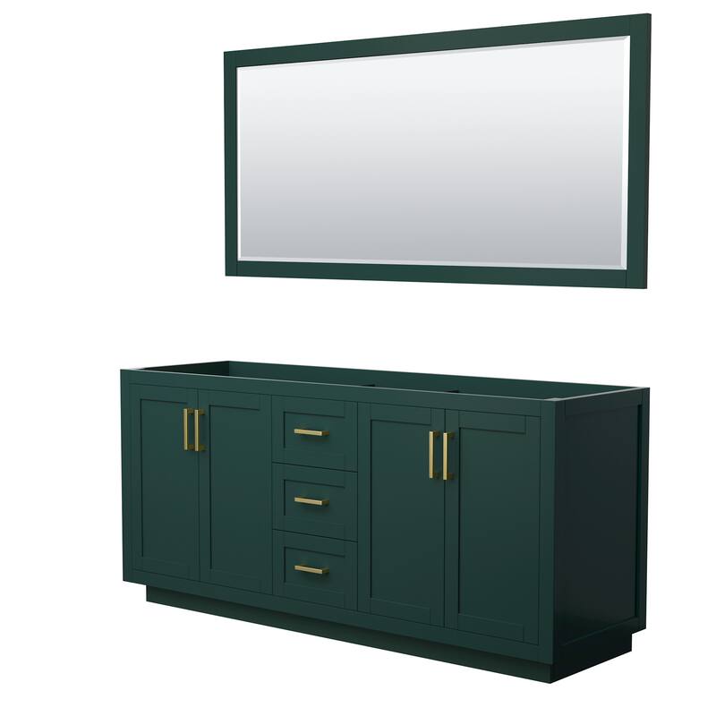Wyndham Collection Miranda 71" Double Free Standing Vanity Cabinet - - Green / Brushed Gold Hardware