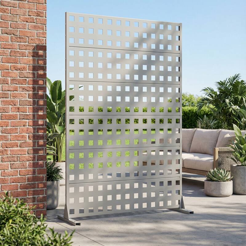 Outdoor Rectangle Privacy Screens Metal Screen Fence Panel - Grey - 72"x47"