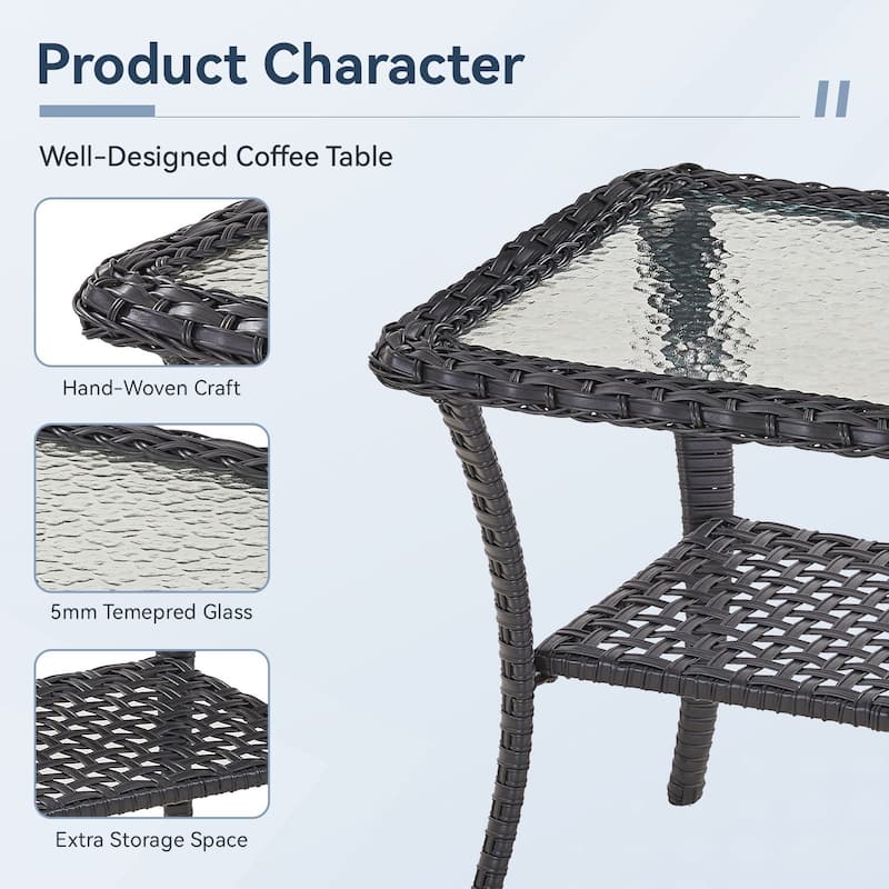Gymojoy Outdoor Wicker Patio Furniture Loveseat Glider Set