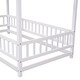 preview thumbnail 24 of 71, Floor Wooden Bed with House Roof and Fence Guardrails for Kids' Bedroom