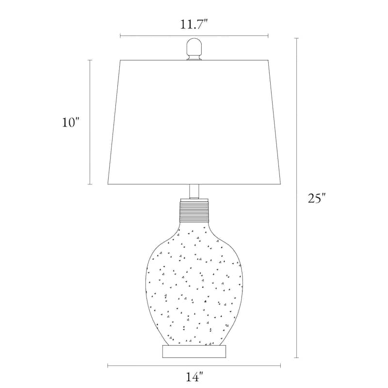 Modern 25-inch Coastal Jar Table Lamp with Textured Glass Base - L14" x H25"