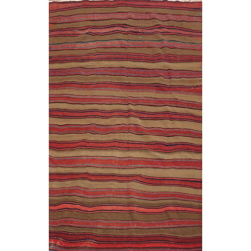Hand Woven Oriental 100% Wool Carpet Southwestern Geometric Multi-Colored Kilim Area Rug - 8' 0'' X 5' 3''