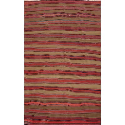 Hand Woven Oriental 100% Wool Carpet Southwestern Geometric Multi-Colored Kilim Area Rug - 8' 0'' X 5' 3''