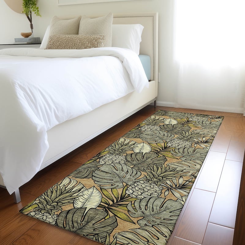Premium Washable Super Soft Tropical Palm Leave Mayfield Rug - Multi - 2' 3" x 7' 6" - Runner