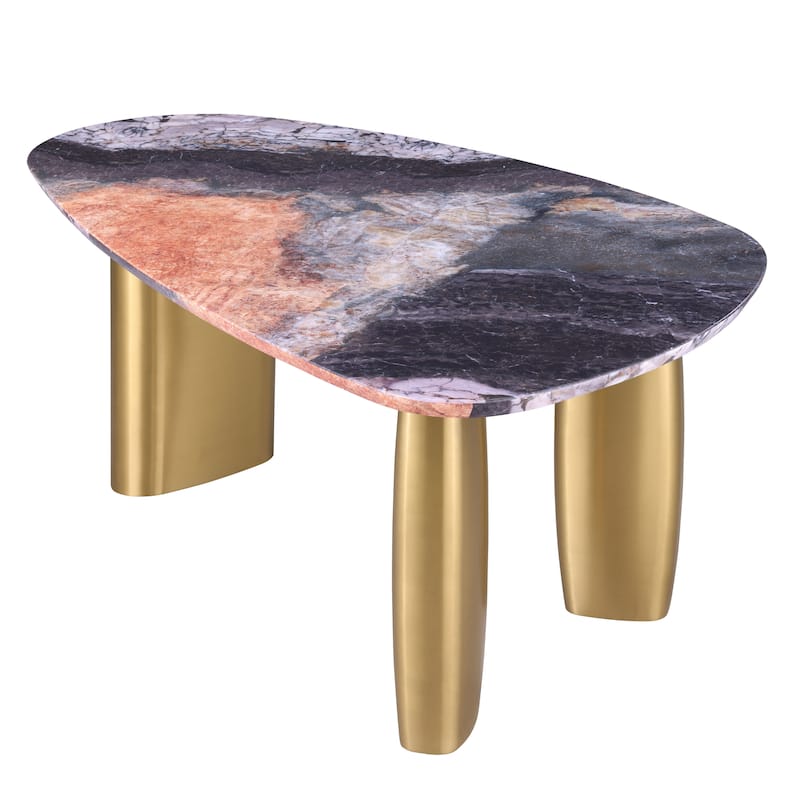 Furniture of America Luvien Modern 5-Piece Multi-Color Sintered Stone Top Oval Dining Set