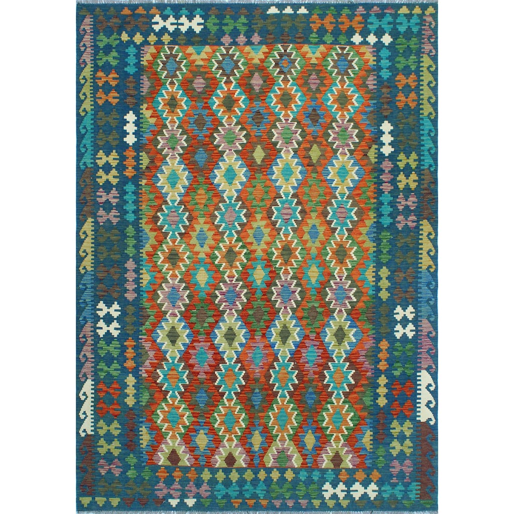 Flatweave Said Red/Blue Rug - 6'8" x 9'10"