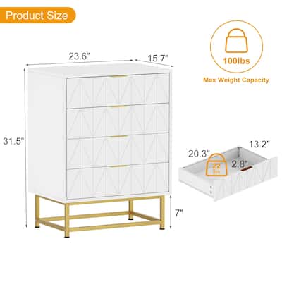 4 Drawer Dresser - 32 Inch Tall Modern Dresser Drawers