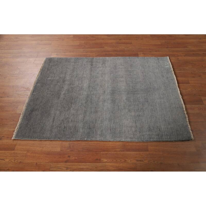 Modern Gray Gabbeh Oriental Foyer Rug Handmade Wool Carpet - 3'3"x 4'6"