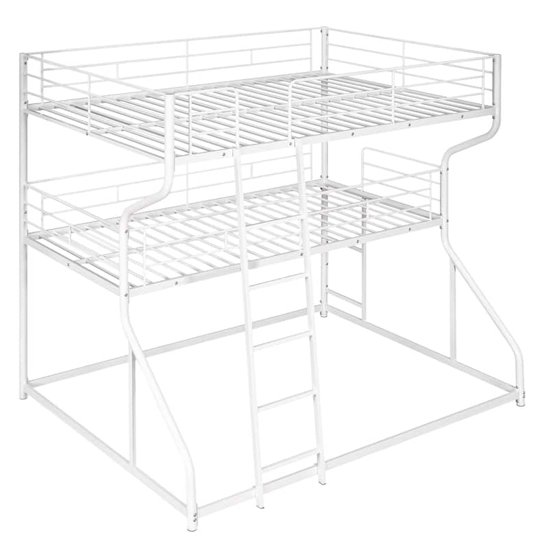 Industrial Triple Bunk Bed, Full XL/Twin XL/Queen, with Safety Guardrails and Ladder