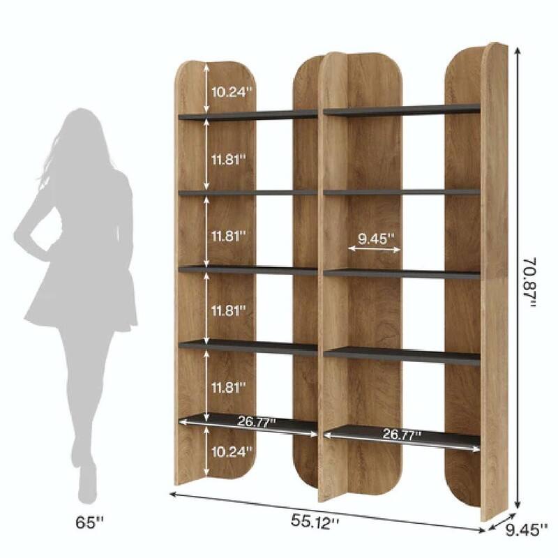 Modern 5-Tier Display Bookshelf - Spacious Bookcase Storage