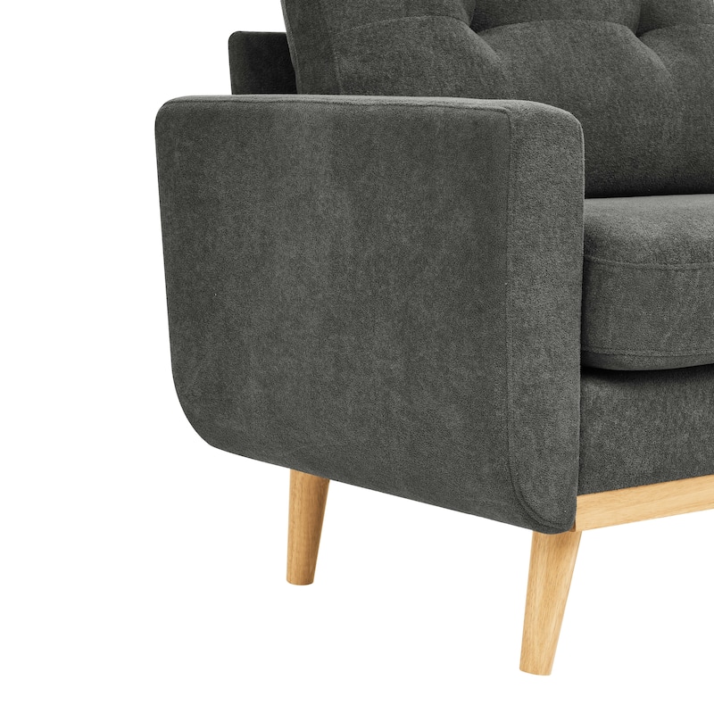 67.7" Mid-Century Tufted Loveseat with Wood Legs - 29.5" D x 67.7" W x 34.6" H