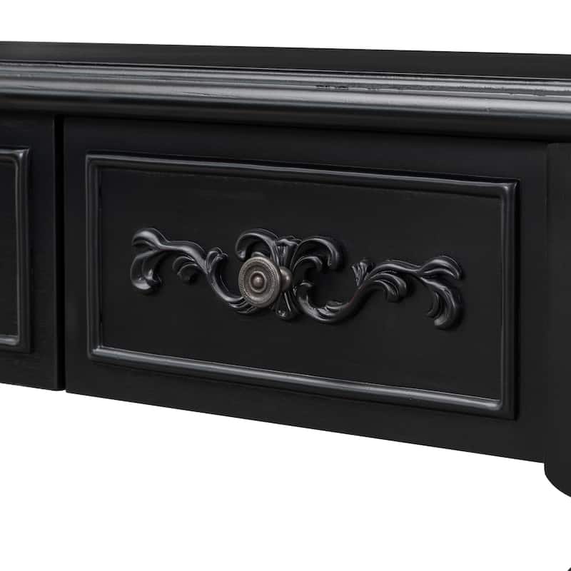 Vintage Curved Entryway Table Sofa Table with 4 Drawers and Open Storage Shelf, Console Tables with Roman Legs