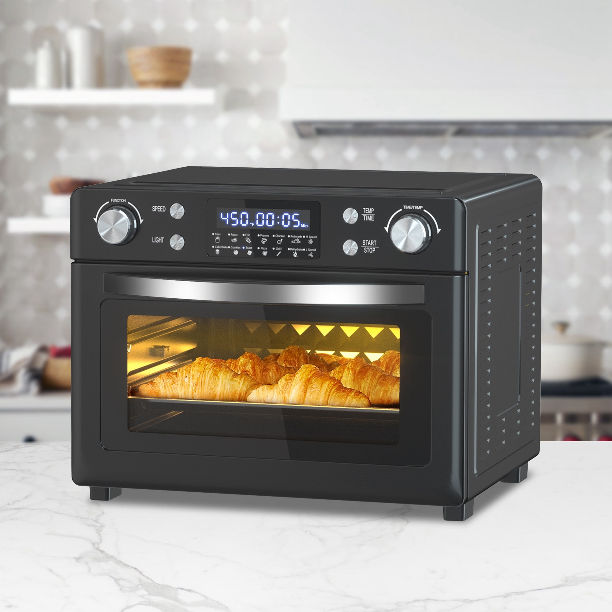 Black Countertop Oven with Convection and Rotisserie Kitchen