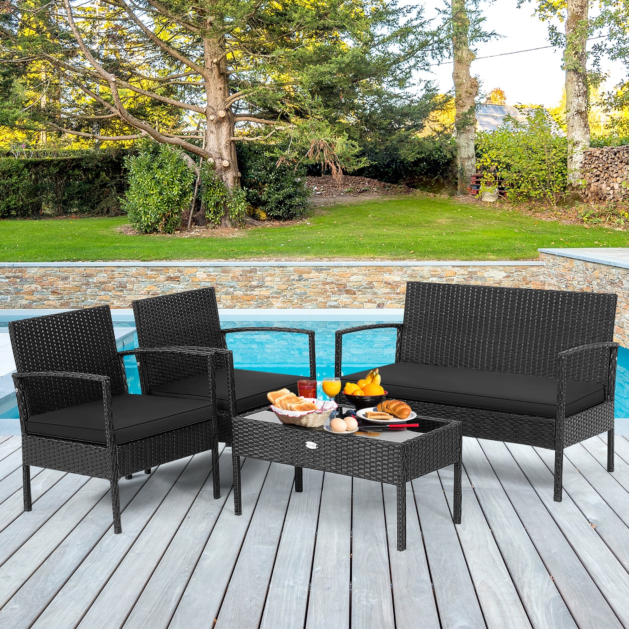 Costway 4 pc rattan patio furniture set cheap