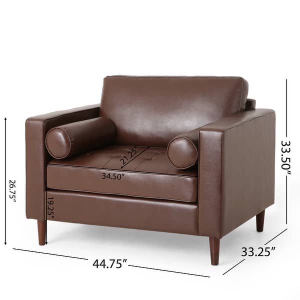 dimension image slide 0 of 3, Malinta Contemporary Faux Leather Cushioned Club Chair by Christopher Knight Home
