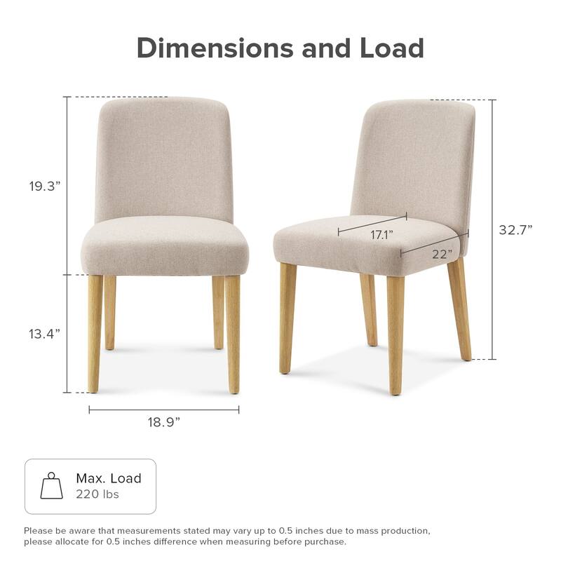 mopio Logan Upholstered Beige Dining Chair Set, Modern Farmhouse Solid Wood Dining Table Set for Dining Room Kitchen