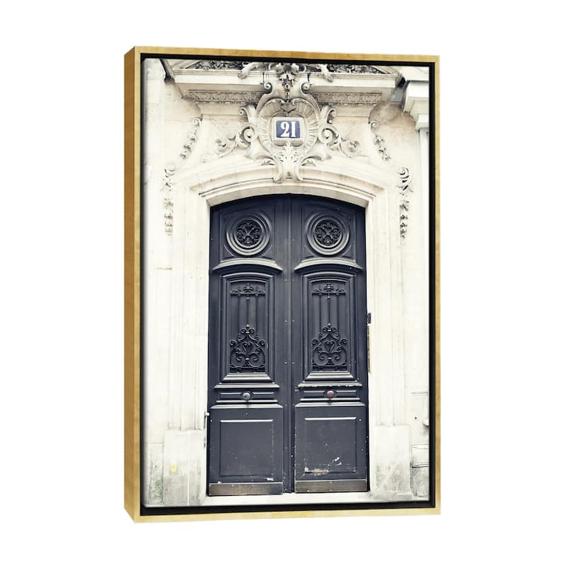 iCanvas "Paris Door, Black I" by Caroline Mint Framed - Gold - 26x18