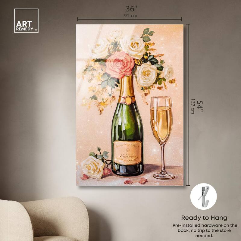 Blooming Champagne Vase Acrylic by Art Remedy, Ready to Hang