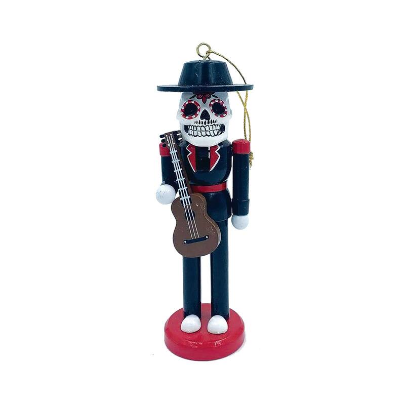 6" Day of the Dead Nutcracker with Guitar Christmas Ornament