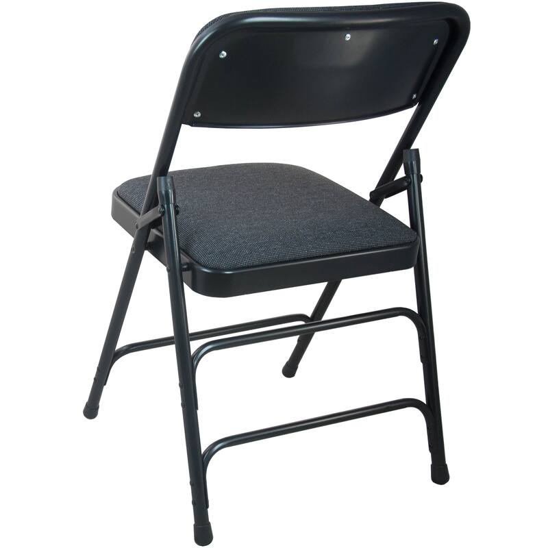 2-pack Advantage Padded Metal Folding Chair - Fabric Seat - Black Fabric/Black Frame