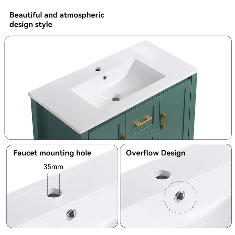 36"Freestanding Bathroom Vanity with Ceramic Sink