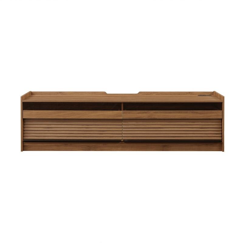 Sleek Entertainment Center – Smart Storage Drawers + Charging Station + LED Accent Lighting in Premium Finish