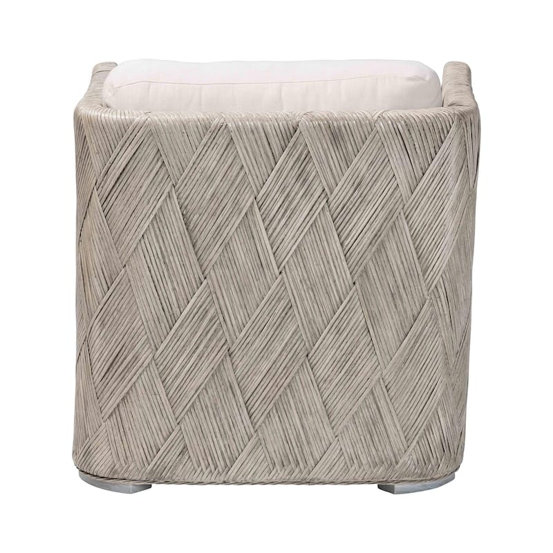 Melbourne Natural Rattan Lounge Chair - Handwoven Wicker Armchair with Tuxedo Frame for Living Room, Lounge, or Sun Room