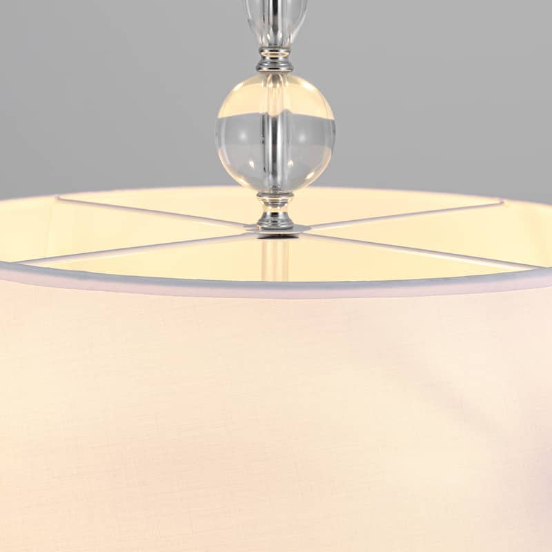 19.7" W 4-Light Modern Chrome Metal Chandelier with White Drum Fabric Shade for Living room and Bedroom Decoration