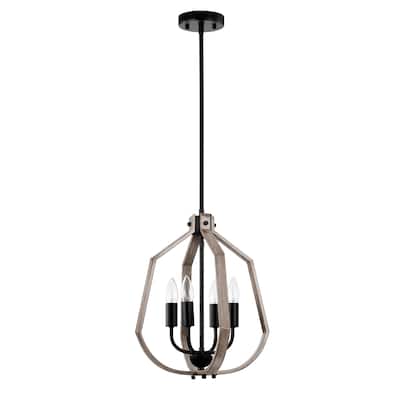 Netu 14 Inch Imitation Wood Grain Finish Pendant with 4 Light