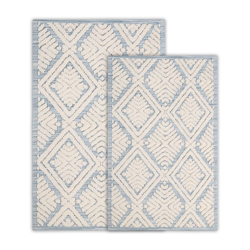 Superior Ceton Geometric Washable Bath Rug, Set of 2