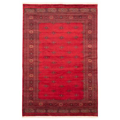 ECARPETGALLERY Hand-knotted Finest Peshawar Bokhara Dark Red Wool Rug - 6'9 x 10'0
