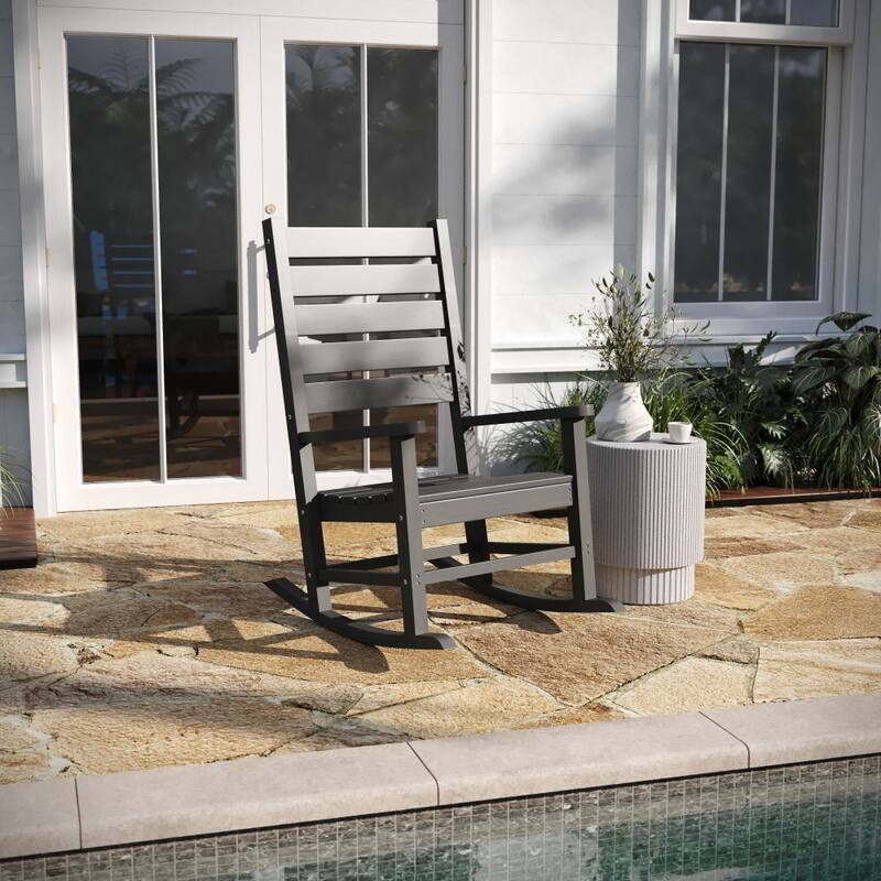 Classic Outdoor All-Weather HDPE Rocking Chair - Gray