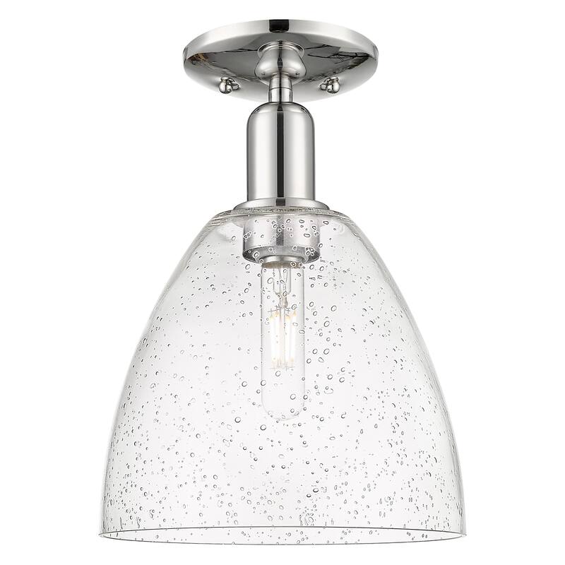 Innovations Lighting 716-1C-13-9 Bristol Semi-Flush Bristol 9" Wide - Polished Nickel / Seedy