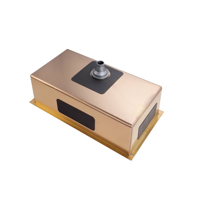 CB HOME Gold Kitchen Sink, 32" Rose Gold Undermount Kitchen Sink, Black Single Bowl Stainless Steel Kitchen Sink 16 Gauge
