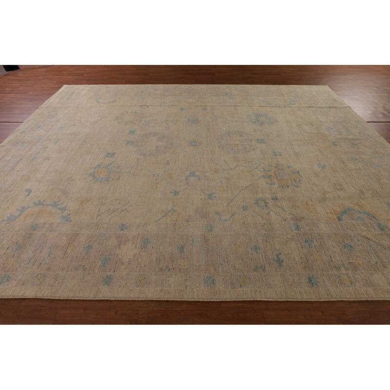 Oushak Turkish Area Rug Handmade Vegetable Dye Wool Carpet - 9'6" x 12'0"