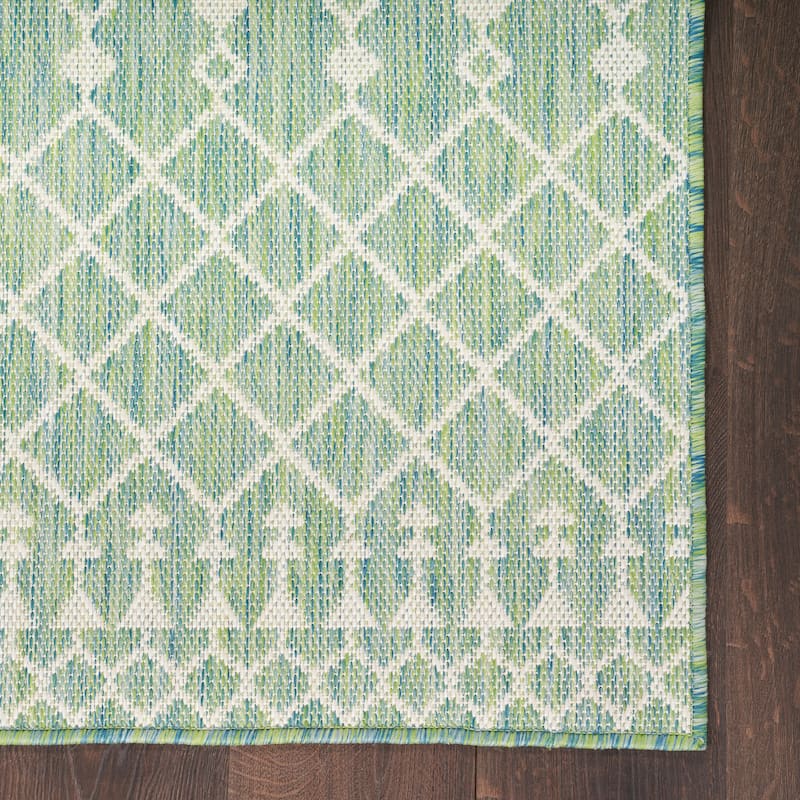 Nourison Selerno Indoor/Outdoor Moroccan Area Rug. - 5'x7' - Blue/Green