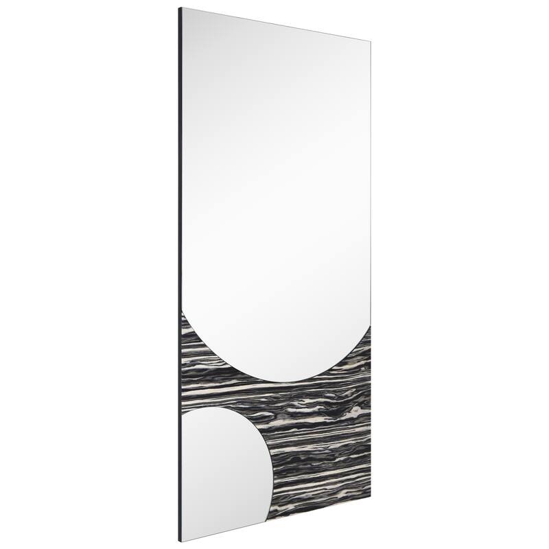 Eclipse Harmony Wall Mirror, 57"x28" Rectangular Mirror with Exotica Stained Veneer Accents - 57"x 28"x0.8"