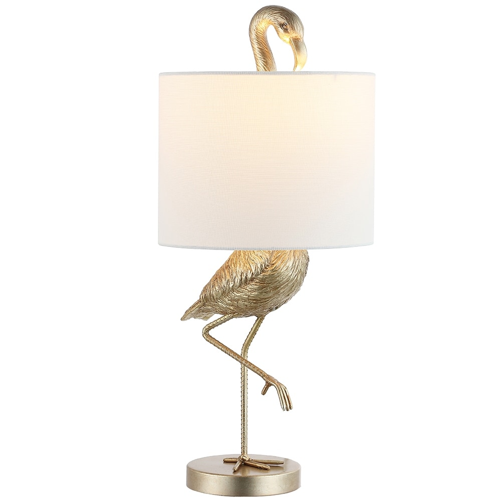 Aaliyah 25in Champaign Gold Resin Table Lamp with White Linen Shade - 25"H