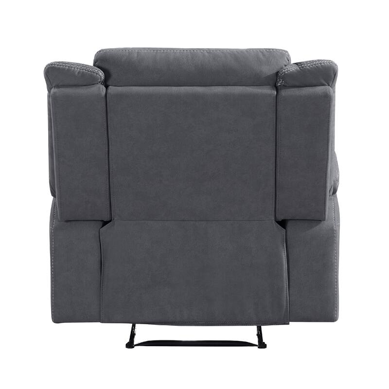 Lenny Manual Reclining Chair, Gray Microfiber, Foam Cushioning