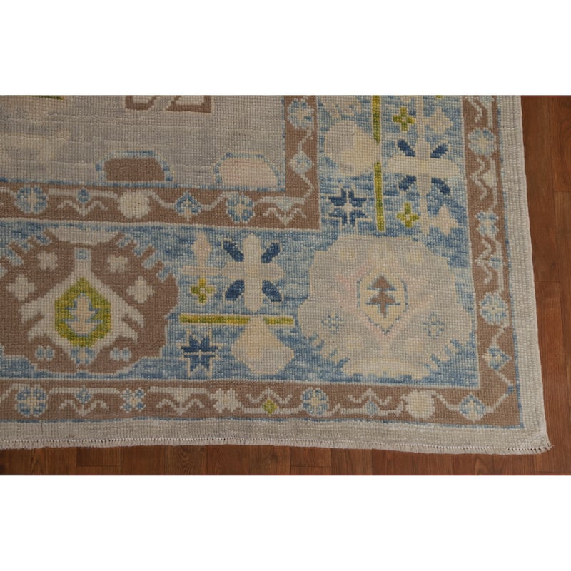 Hand Knotted Oriental 100% Wool Carpet Transitional All-Over Beige & Ivories Oushak Area Rug - 10' 6'' X 8' 4''