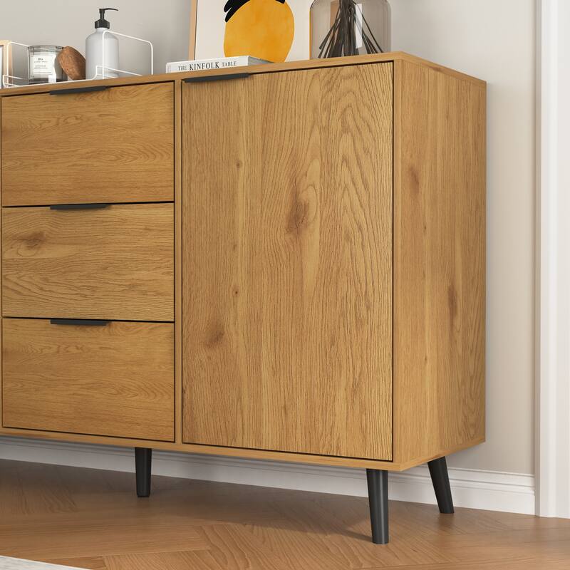 Sideboard Buffet Cabinet with 3 Drawers and 2 Doors