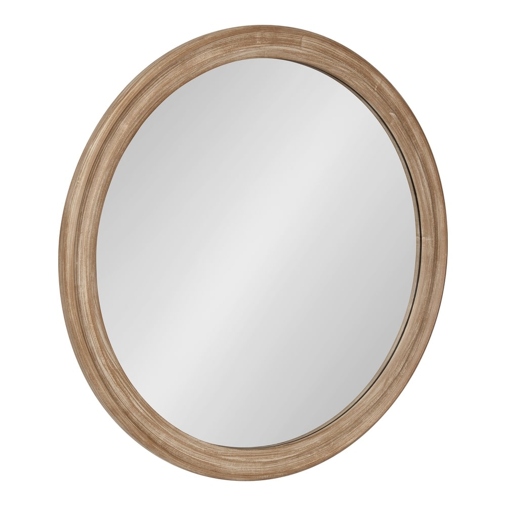 Kate and Laurel Mansell Wood Framed Wall Mirror - 28" Diameter