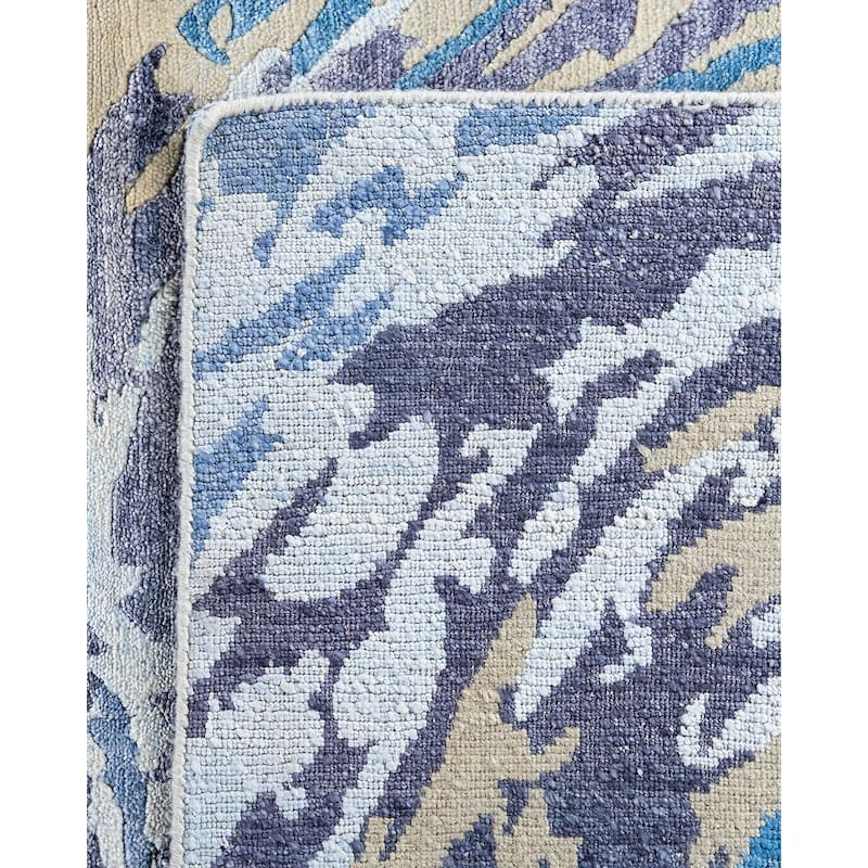 Modern One-of-a-Kind Hand-Knotted Area Rug - Ivory, 9' 1" x 12' 0" - 9' 1" x 12' 0"