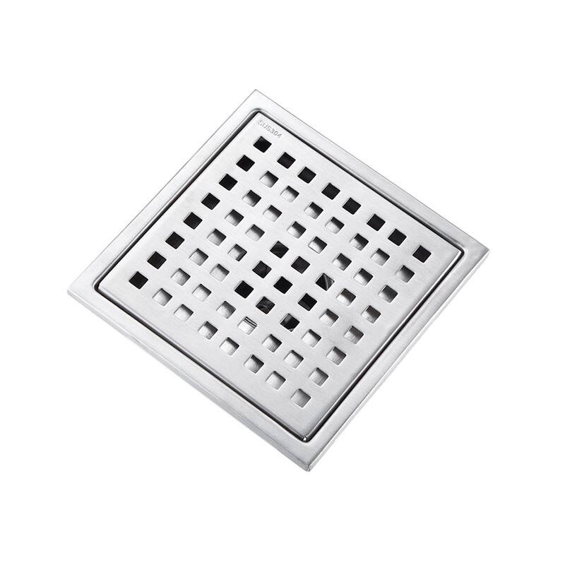 Topcraft 6-Inch Stainless Steel Square Floor Drain with Removable Quadrato Pattern Grate