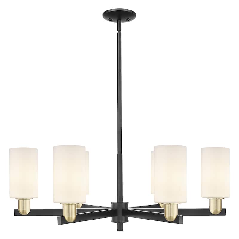 Innovations Lighting Endless Possibilities Arcadia - Clymer - 6 Light 34" Stem Hung Chandelier - Black Antique Brass/Matte White