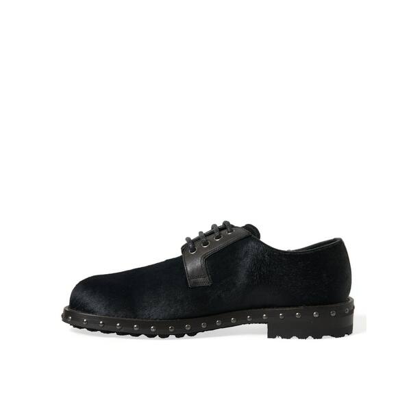 Dolce & Gabbana Elegant Black Fur Derby Dress Shoes for Men Dolce & Gabbana Elegant Black Fur Derby Dress Shoes for  main image 4