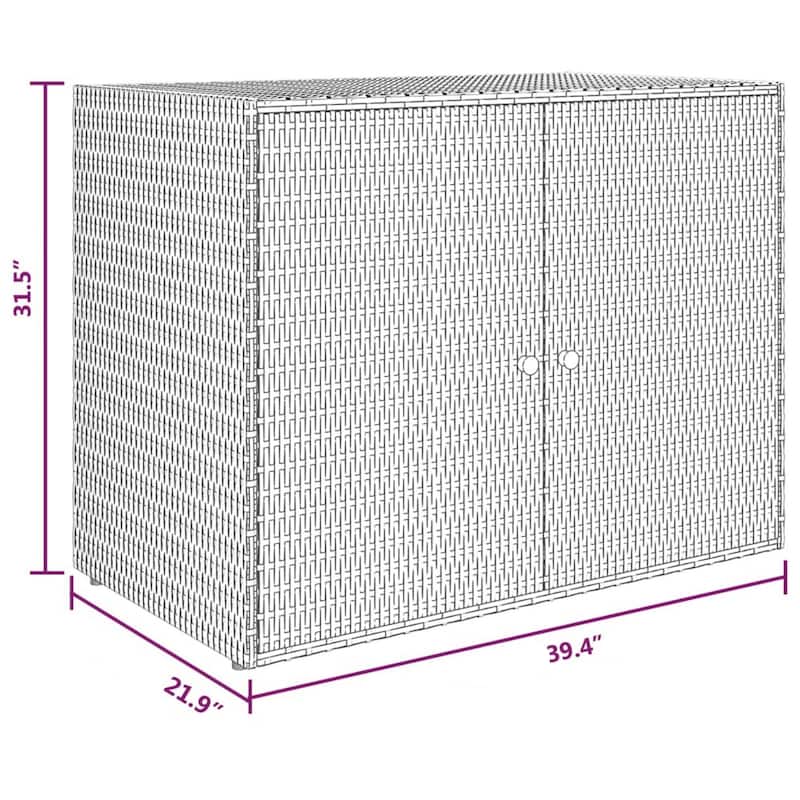 Outdoor Storage Cabinet, Solid Acacia Wood, 39 Inch Black PE Rattan